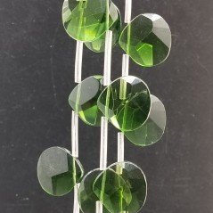 Cristallo Verde Smeraldo Perline Forma Cuore Piatto Sfaccettato Foro Laterale23mm