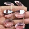 Cristallo Rosa in Perline Forma Ovale Piatto Sfaccettato Foro Laterale 22X28mm