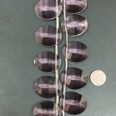 Cristallo Rosa in Perline Forma Ovale Piatto Sfaccettato Foro Laterale 22X28mm