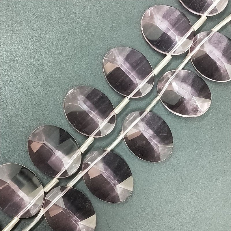 Cristallo Rosa in Perline Forma Ovale Piatto Sfaccettato Foro Laterale 22X28mm
