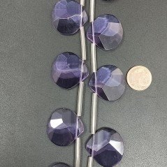 Cristallo Lilla Perline Forma Cuore Piatto Sfaccettato Foro Laterale23mm