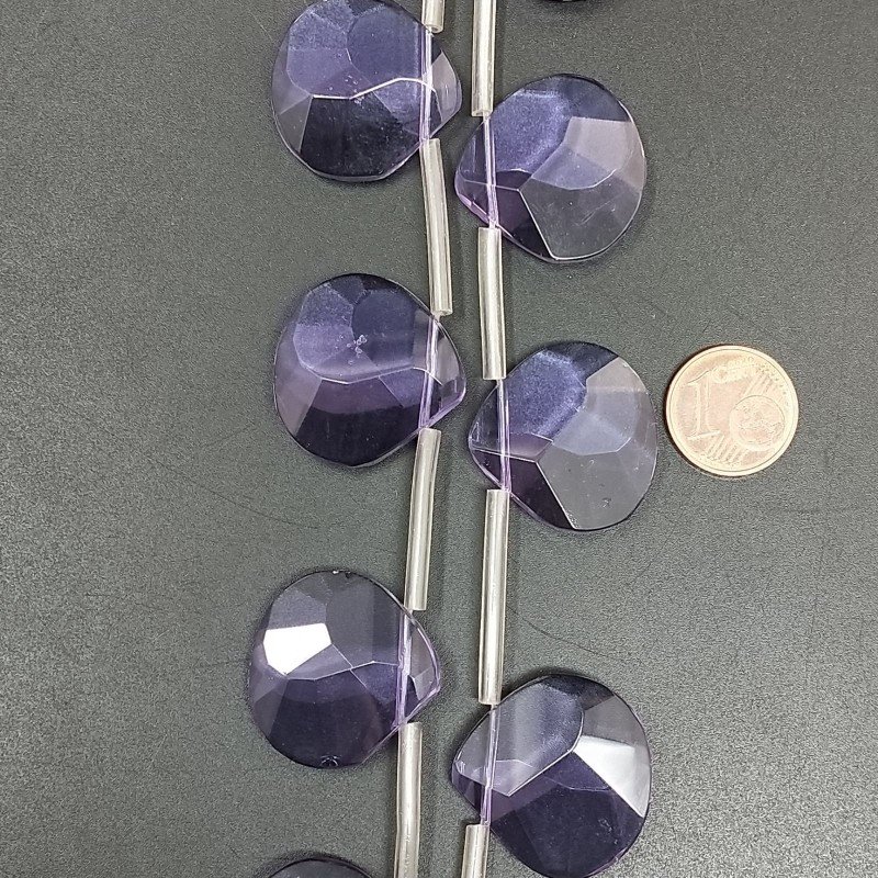 Cristallo Lilla Perline Forma Cuore Piatto Sfaccettato Foro Laterale23mm