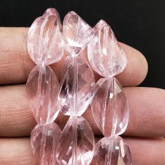 Morganite Idrotermale in Perline Forma Twist Sfaccettato Foro Passante 13x20mm