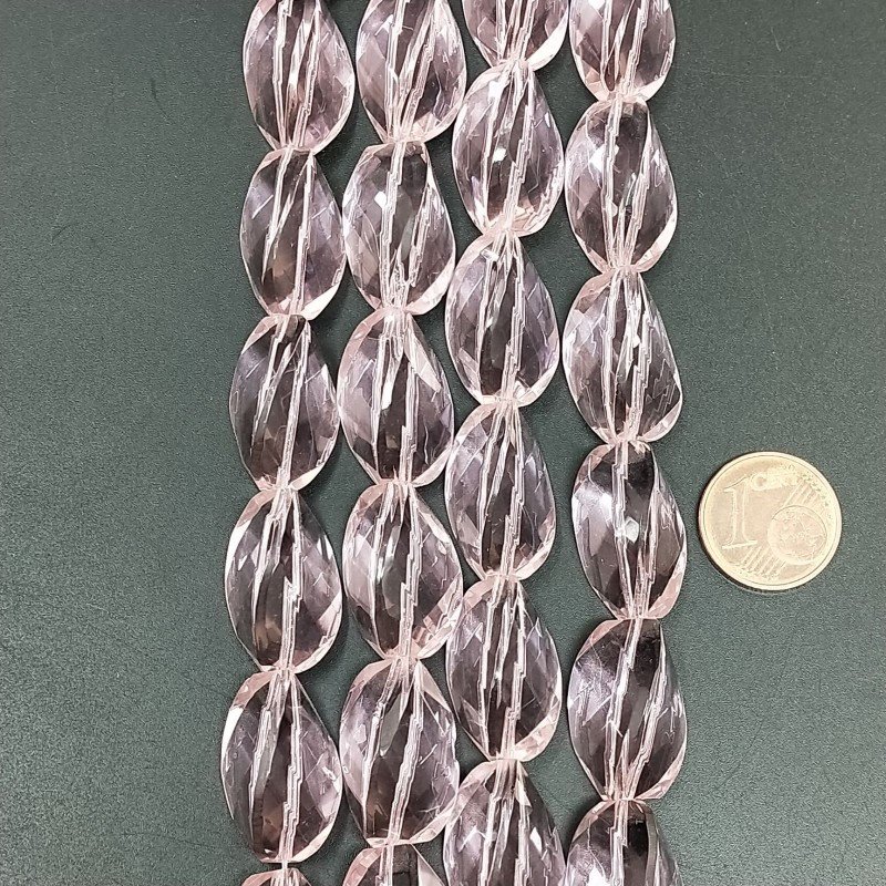 Morganite Idrotermale in Perline Forma Twist Sfaccettato Foro Passante 13x20mm