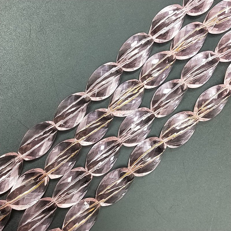 Morganite Idrotermale in Perline Forma Twist Sfaccettato Foro Passante 13x20mm