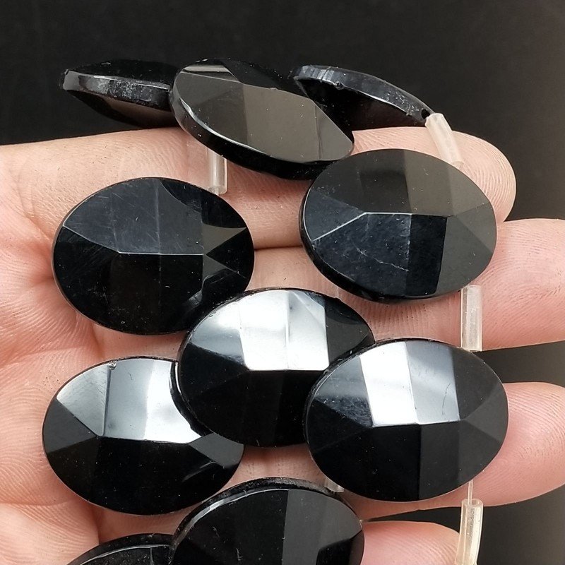 Cristallo Nero in Perline Forma Ovale Piatto Sfaccettato Foro Laterale 22X28mm Cristallo Nero in Perline Forma Ovale Piatto Sfaccettato Foro Laterale 22X28mm