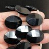 Cristallo Nero in Perline Forma Ovale Piatto Sfaccettato Foro Laterale 22X28mm