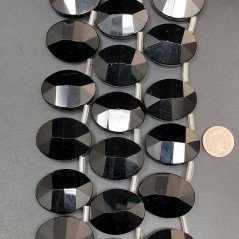Cristallo Nero in Perline Forma Ovale Piatto Sfaccettato Foro Laterale 22X28mm Cristallo Nero in Perline Forma Ovale Piatto Sfaccettato Foro Laterale 22X28mm