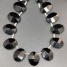 Cristallo Nero in Perline Forma Ovale Piatto Sfaccettato Foro Laterale 22X28mm