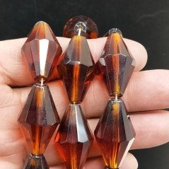 Cristallo Whisky in Perline Forma Rombo Sfaccettato Foro Passante 17X29mm