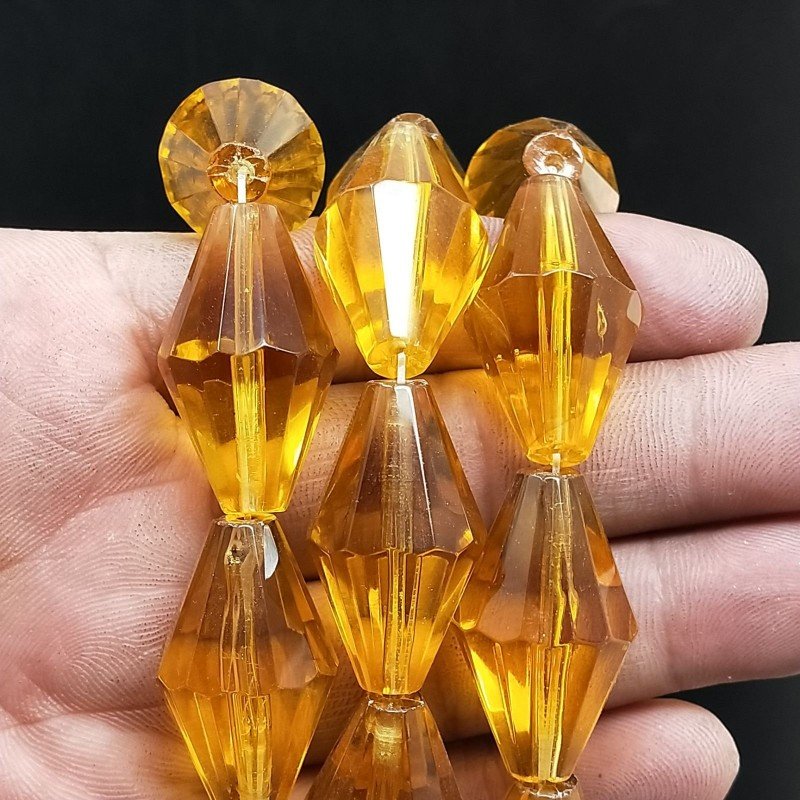 Cristallo Ambra in Perline Forma Rombo Sfaccettato Foro Passante 17X29mm
