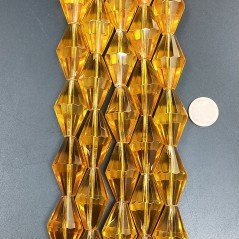 Cristallo Ambra in Perline Forma Rombo Sfaccettato Foro Passante 17X29mm