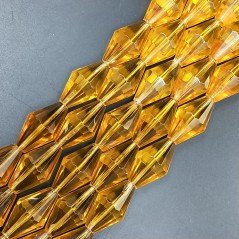 Cristallo Ambra in Perline Forma Rombo Sfaccettato Foro Passante 17X29mm