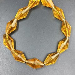 Cristallo Ambra in Perline Forma Rombo Sfaccettato Foro Passante 17X29mm