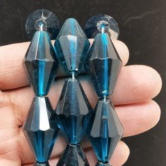 Cristallo Blu in Perline Forma Rombo Sfaccettato Foro Passante 17X29mm