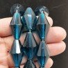 Cristallo Blu in Perline Forma Rombo Sfaccettato Foro Passante 17X29mm