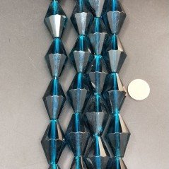 Cristallo Blu in Perline Forma Rombo Sfaccettato Foro Passante 17X29mm