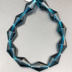 Cristallo Blu in Perline Forma Rombo Sfaccettato Foro Passante 17X29mm