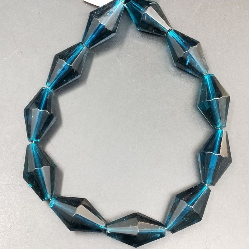 Cristallo Blu in Perline Forma Rombo Sfaccettato Foro Passante 17X29mm