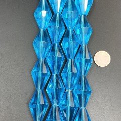 Cristallo Azzurro in Perline Forma Rombo Sfaccettato Foro Passante 17X29mm