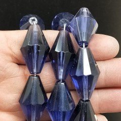 Cristallo Iolite in Perline Forma Rombo Sfaccettato Foro Passante 17X29mm