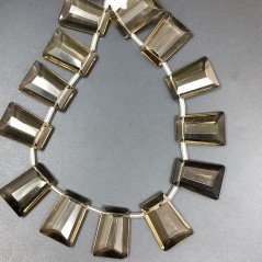 Quarzo Fume Idrotermale in Perline Forma Trapezio Piatto Sfaccettato Foro Laterale 20X28mm