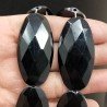 Cristallo Nero in Perline Forma Ovale Piatto Sfaccettato Foro Passante 25X50mm