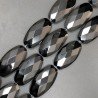 Cristallo Nero in Perline Forma Ovale Piatto Sfaccettato Foro Passante 25X50mm