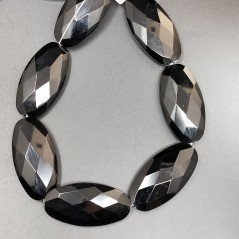 Cristallo Nero in Perline Forma Ovale Piatto Sfaccettato Foro Passante 25X50mm