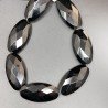 Cristallo Nero in Perline Forma Ovale Piatto Sfaccettato Foro Passante 25X50mm