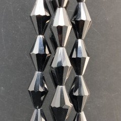 Cristallo Nero in Perline Forma Rombo Sfaccettato Foro Passante 17X30mm