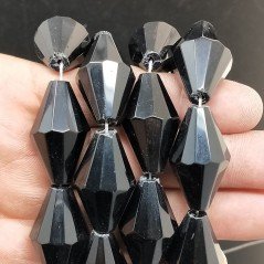 Cristallo Nero in Perline Forma Rombo Sfaccettato Foro Passante 17X30mm