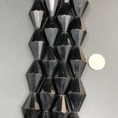 Cristallo Nero in Perline Forma Rombo Sfaccettato Foro Passante 17X30mm