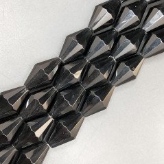 Cristallo Nero in Perline Forma Rombo Sfaccettato Foro Passante 17X30mm