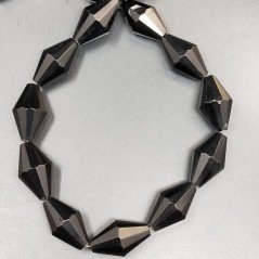 Cristallo Nero in Perline Forma Rombo Sfaccettato Foro Passante 17X30mm