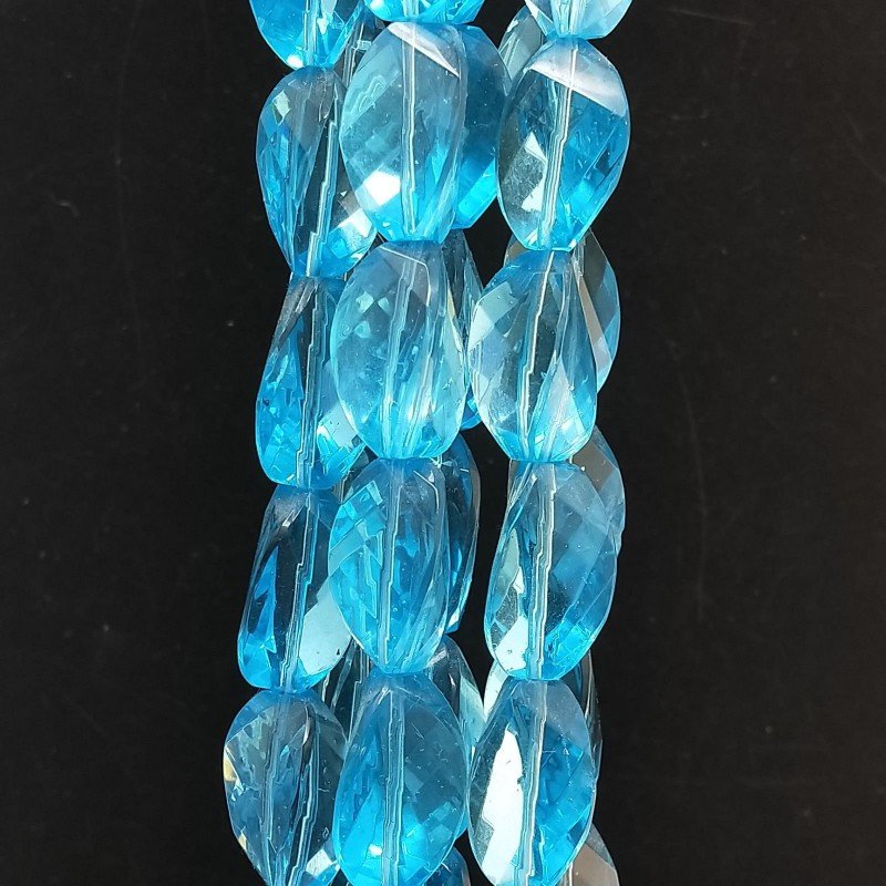 Acquamarina Idrotermale in Perline Forma Twist Sfaccettato Foro Passante 13X20mm