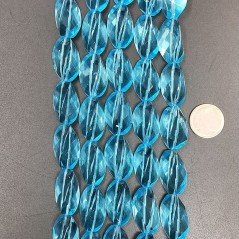 Acquamarina Idrotermale in Perline Forma Twist Sfaccettato Foro Passante 13X20mm