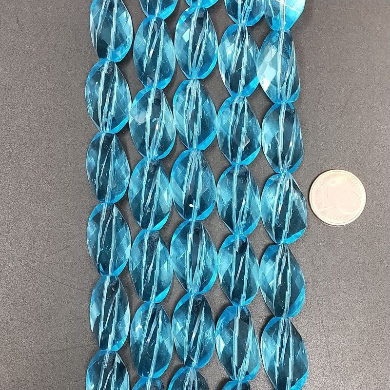 Acquamarina Idrotermale in Perline Forma Twist Sfaccettato Foro Passante 13X20mm