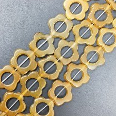 Agata Gialla Sfumato Perline Forma Cerchietti Liscio a Fiore Piatto 24mm Agata Gialla Sfumato Perline Forma Cerchietti Liscio a Fiore Piatto 24mm