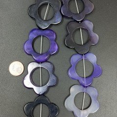 Agata Viola Sfumato Perline Forma Cerchiettoi Liscio a Fiore 33-34mm