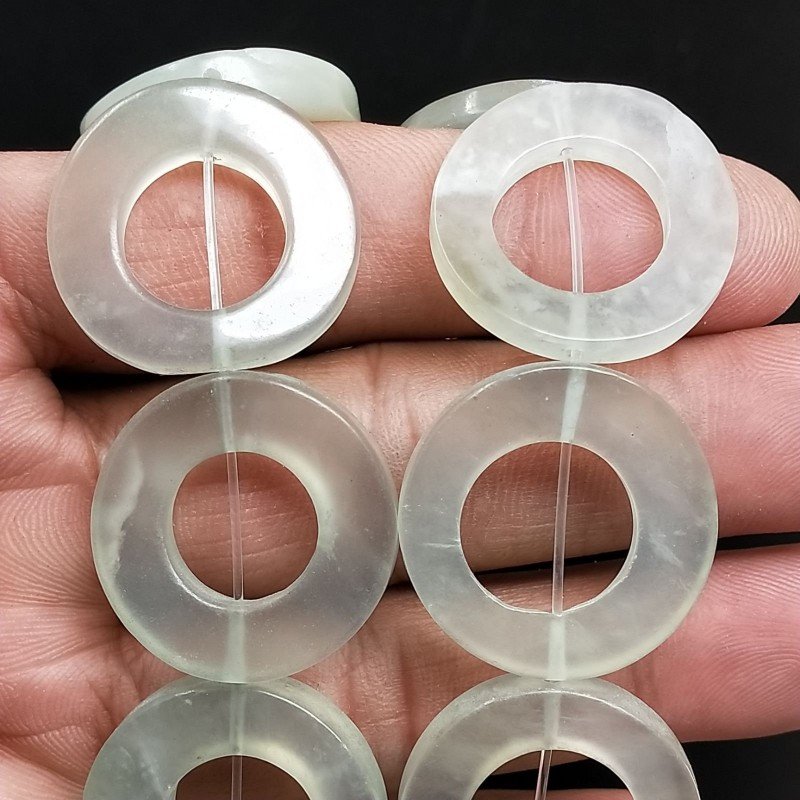 Giada Naturale Perline Forma Cerchio Tondo Piatto Liscio Elicoidali 25mm