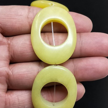 Giada Limone Perline Forma Cerchio Ovale Piatto Liscio 30X40mm