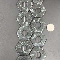 Ossidiana Verde Fioco di Neve Perline Forma Cerchio Esagonale Piatto Liscio 33X30mm
