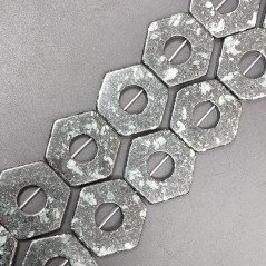 Ossidiana Verde Fioco di Neve Perline Forma Cerchio Esagonale Piatto Liscio 33X30mm