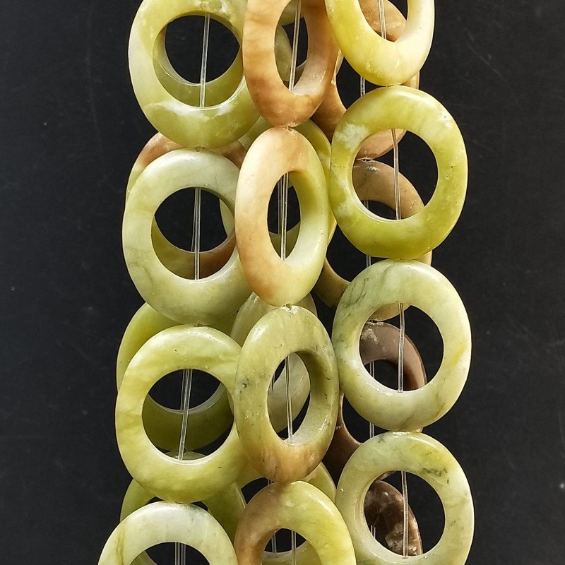 Giada oliva Perline Forma Cerchio Ovale Piatto Liscio 25X31mm