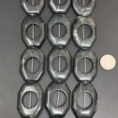 Serpentine Russa Verde Scuro Perline Forma Cerchio Ottagonali Piatto Liscio 24-25X35-36mm
