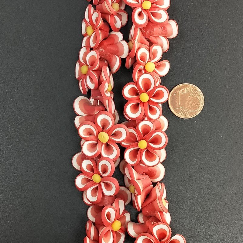 Resina Perline Forma Fiori Rosso e Giallo Liscio Foro Passante 20mm