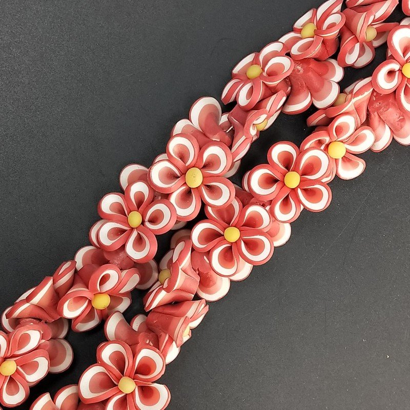 Resina Perline Forma Fiori Rosso e Giallo Liscio Foro Passante 20mm