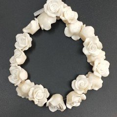 Resina Perline Bianco Forma Rosa Inciso Liscio Foro Passante 20mm