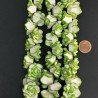Resina Perline Verde Bianco Forma Rosa Inciso Liscio Foro Passante 21mm